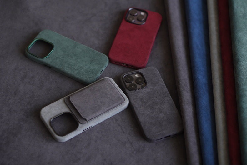 Cantaracase iPhone 16 Alcantara case and wallet material detail