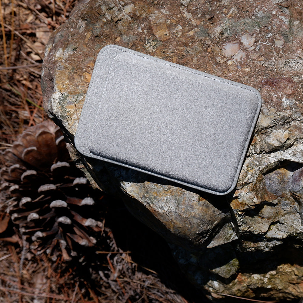 Cantaracase Alcantara MagSafe wallet material close up