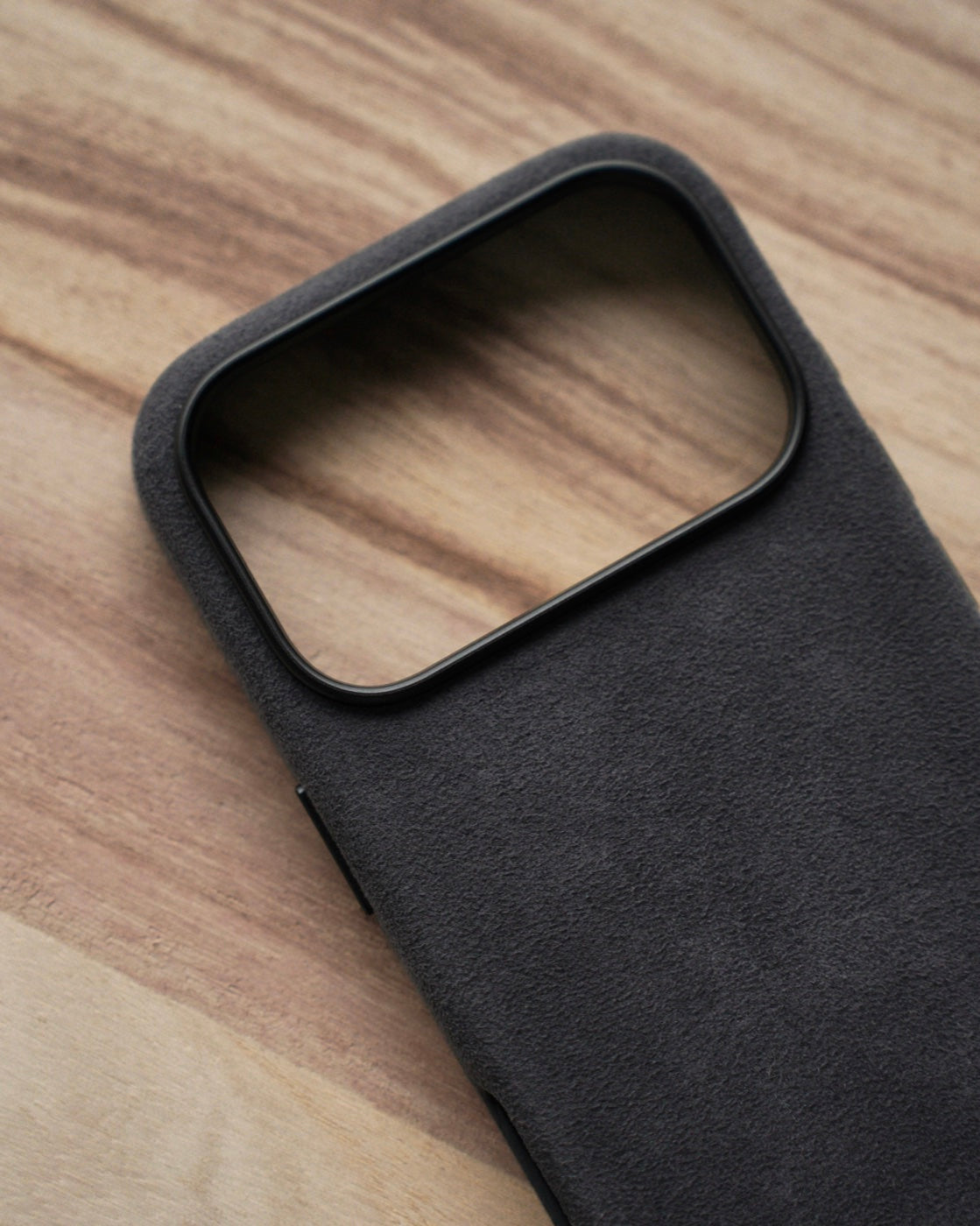 iPhone 17 Alcantara case in Deep Space Grey